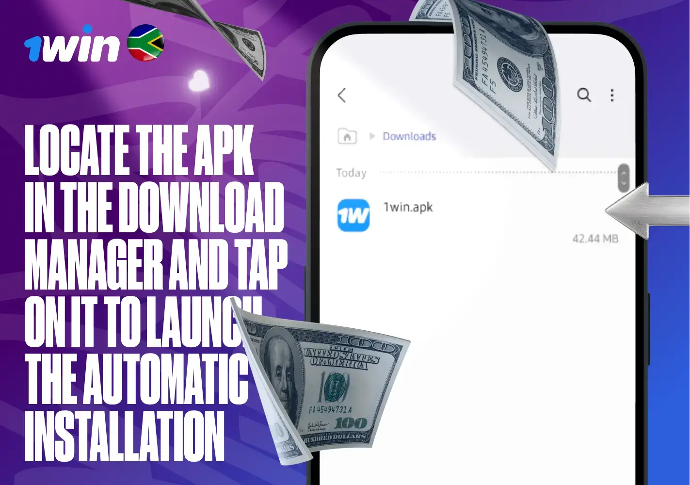 Step 4 opening the downloaded 1win APK file from the manager