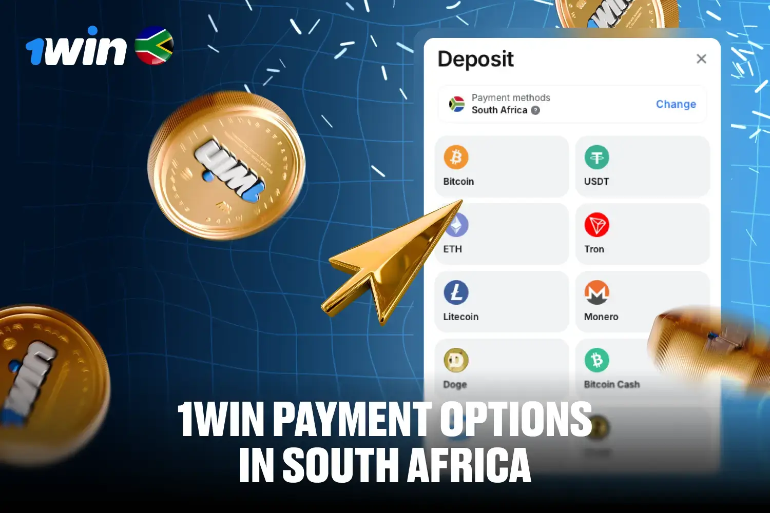 Overview of payment options available at 1win ZA including local and international methods